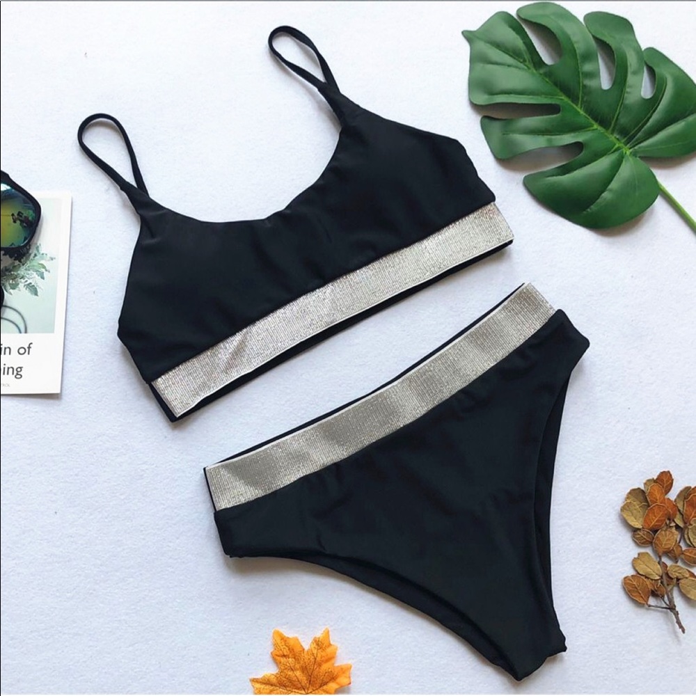 234. emma bling trim swimsuits black - Picture 3 of 7